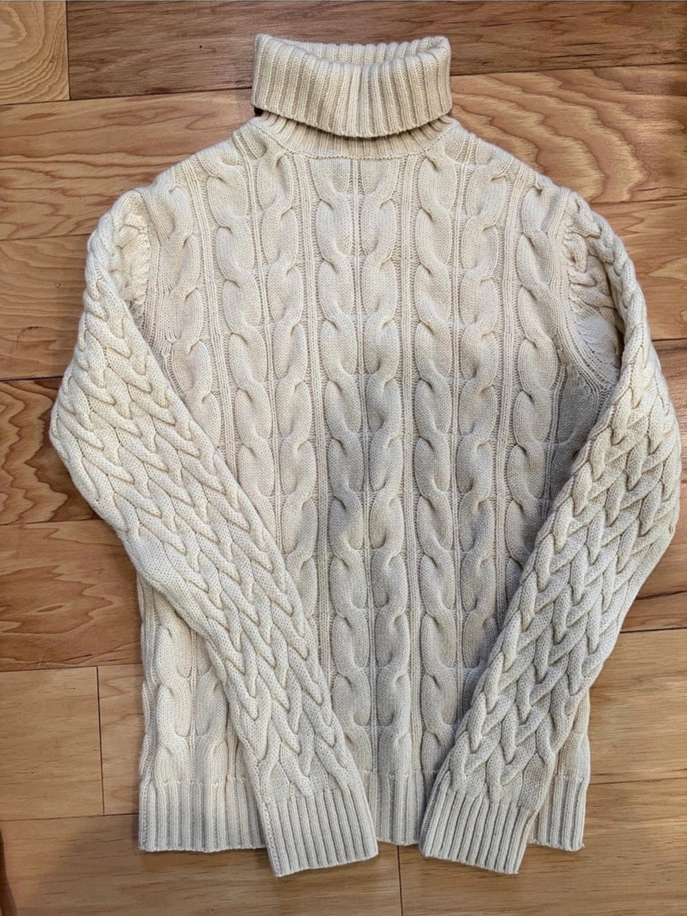 Brooks Brothers Cable Knit Cardigan Cream Wool Cashmere Size Medium